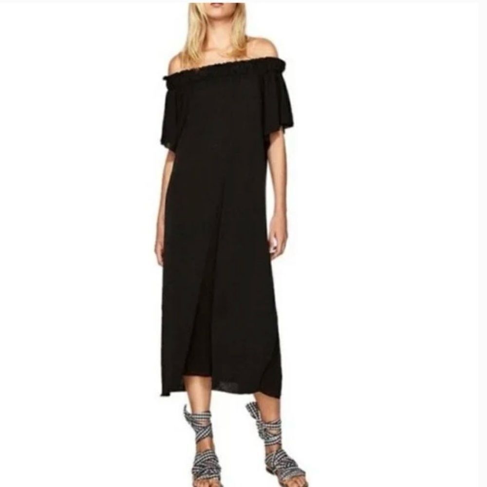 Off-Shoulder Black Maxi Dress
